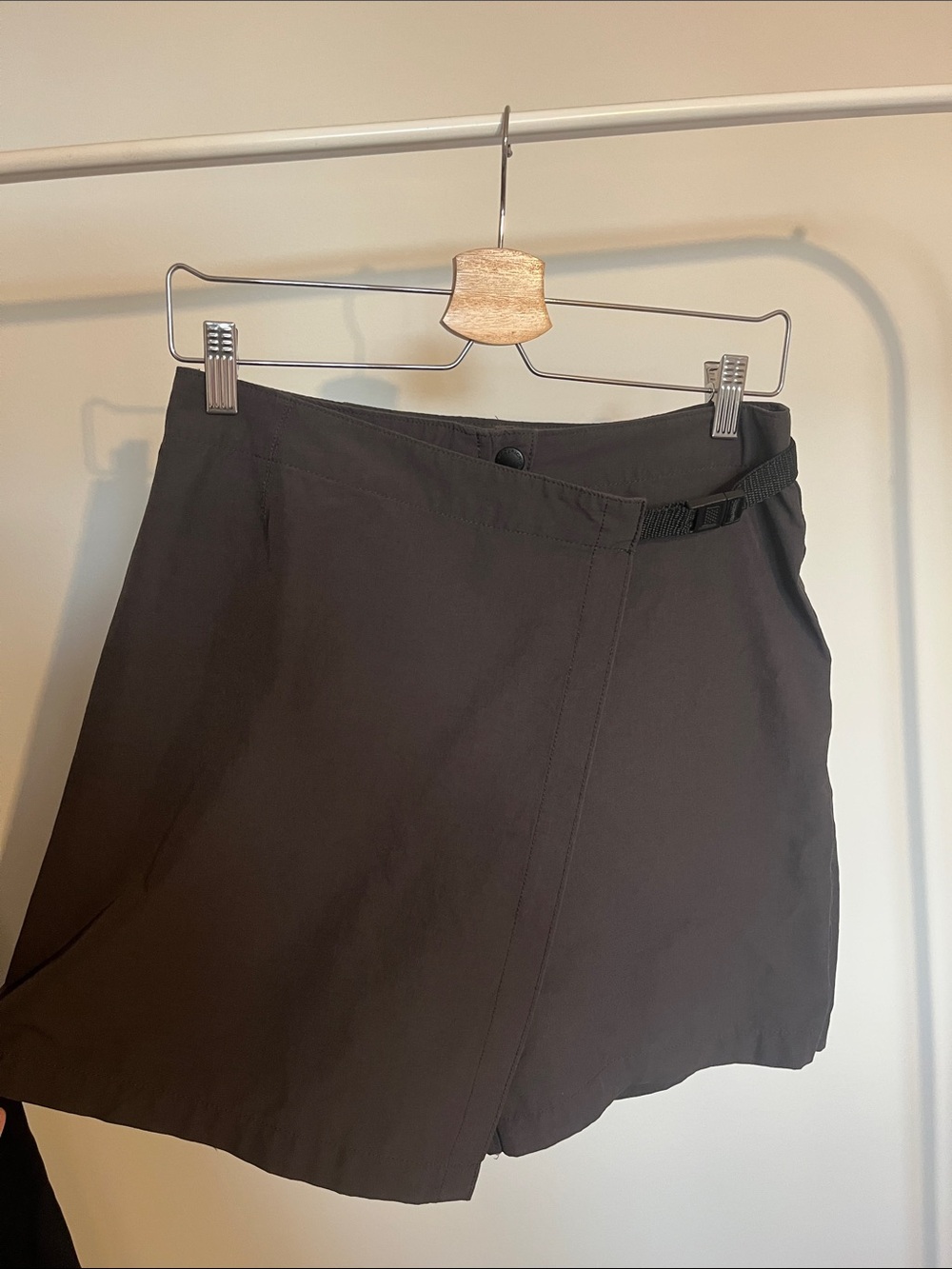 Woolrich Charcoal gorpcore Wrap Skort with Side Buckle